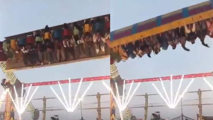 VIDEO | Juego mecánico se desploma en la India; reportan 2 muertos y 13 heridos