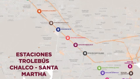 ¿Cuál es la ruta completa del Trolebús Chalco-Santa Martha?