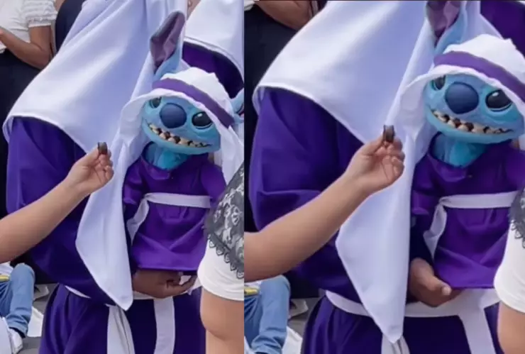 VIDEO: Peluche de Stitch sorprende en procesión de Semana Santa en Guatemala