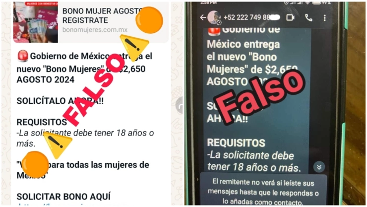 Usuarios de redes sociales han compartido los mensajes que llegan a las personas para alertarlos del fraude de Bono Mujeres.