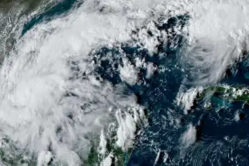 Imagen de satélite de la tormenta Isaías sobre el golfo de México.