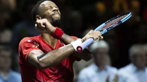 Gael Monfils festejando al estilo de Wakanda Forever