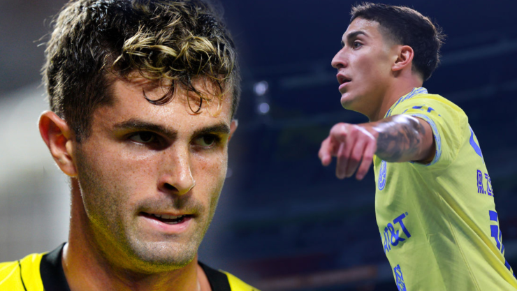 Christian Pulisic jugando con el Chelsea- Alejandro Zendejas jugando con el América en Liga Mx