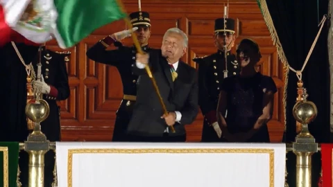 El presidente López Obrador en su último Grito de Independencia.
