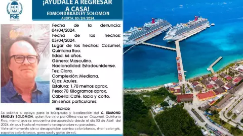 Desaparece turista en Cozumel; autoridades activan ficha de búsqueda