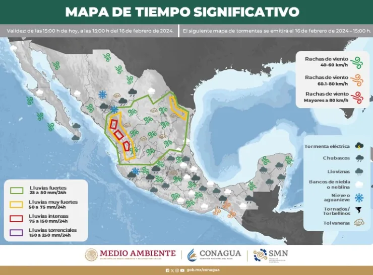Clima en México hoy 16 de febrero de 2024