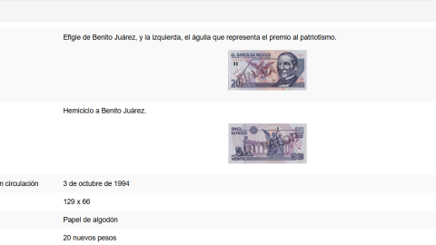 Billete de 20 pesos
