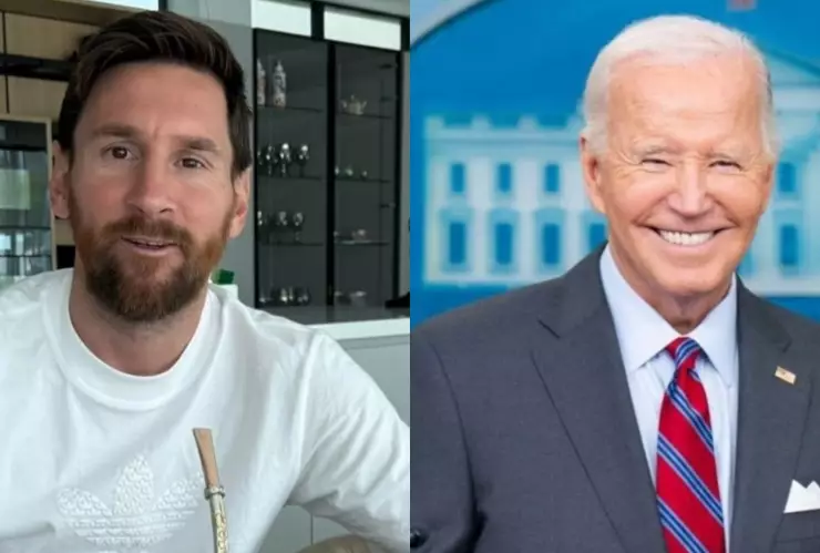 Lionel Messi y Joe Biden