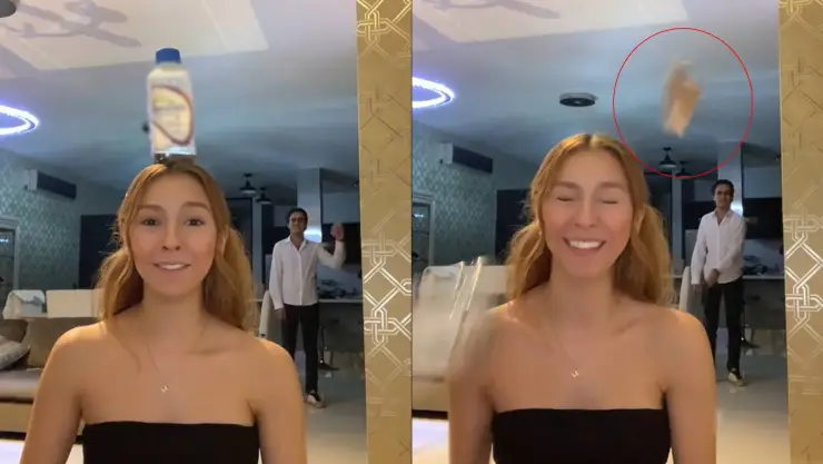 ¡TODO MAL! Joven golpea la cabeza de su novia con un zapato; hicieron un reto viral | VIDEO