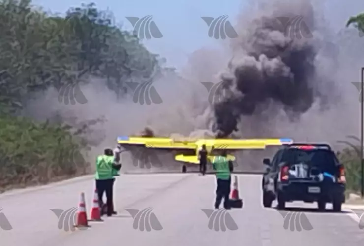 VIDEO: Aterriza de emergencia avioneta cerca del aeropuerto de Chichen Itza