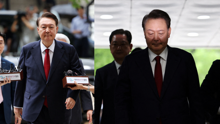 El expresidente de Corea del Sur, Yoon Suk-yeol, mira con gesto adusto. Su caso judicial incluye cargos por insurrección y un reciente incidente donde se desnudó para evitar un arresto.