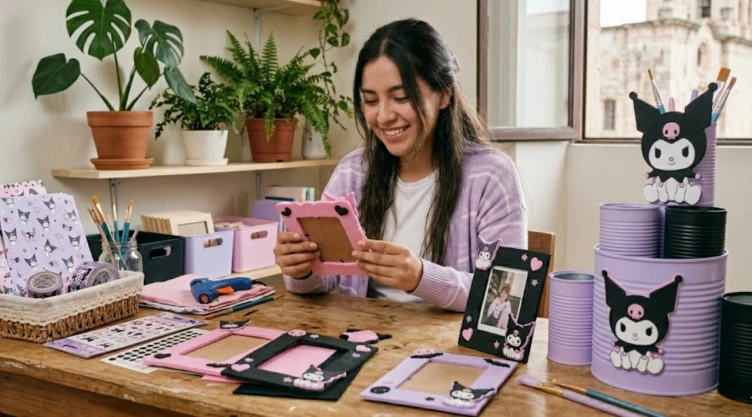 Manualidades fáciles de Kuromi para hacer portarretratos y organizadores kawaii