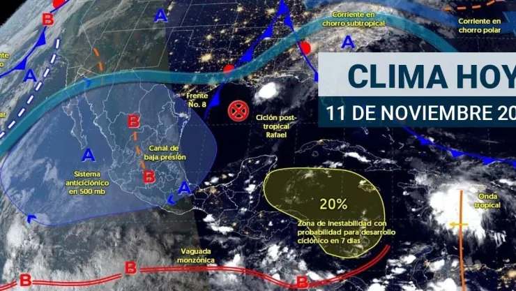 Frente frío 8 dejará fuertes lluvias en algunos estados; así el clima hoy 11 de noviembre