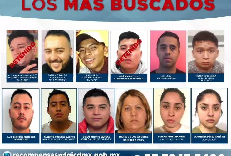 Lista de los más buscados en CDMX.