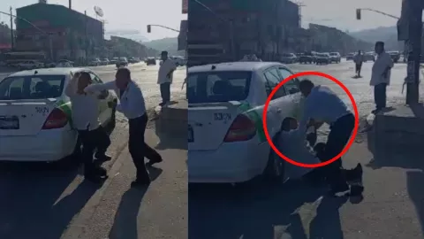 Pelea de taxistas en la Anabel en Tijuana este miércoles