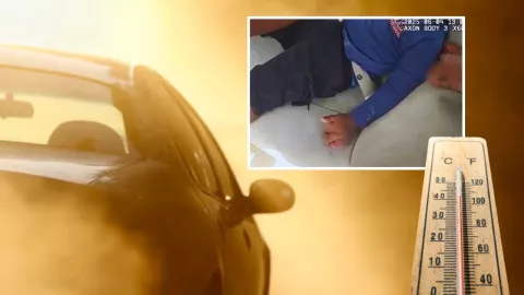 VIDEO | Rescatan a dos niños encerrados en un auto a más de 47 °C