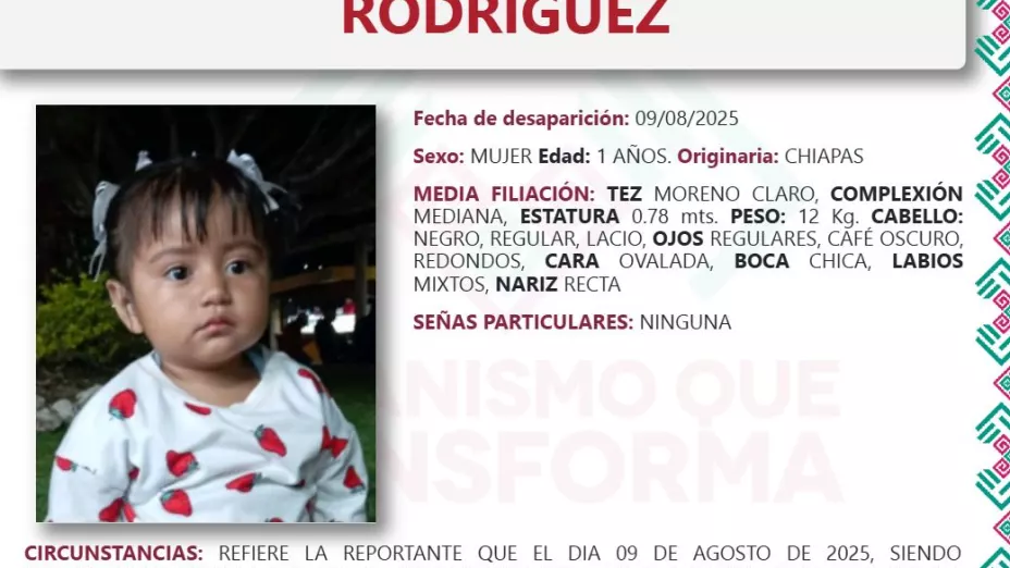 ALERTA AMBER CHIAPAS 2025: Alejandra Samara Peréz Rodríguez desapareció en San Fernando.