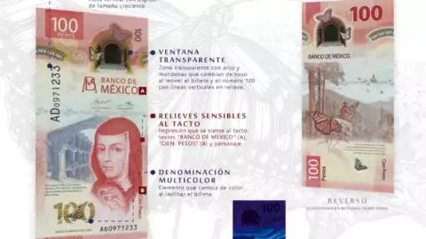 Nuevo billete de 100 pesos con Sor Juana