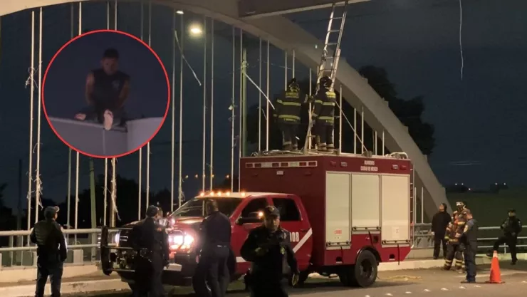 VIDEO: En la México-Toluca, hombre amaga con tirarse de un puente