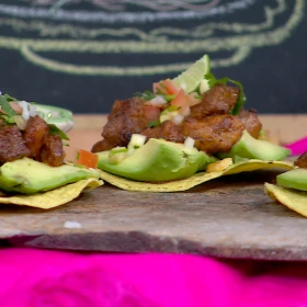 Tostadas de cerdo agridulce