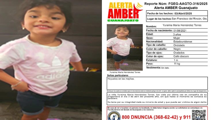 Desaparece niña estadounidense de 3 años en Guanajuato y activan Alerta AMBER: Esto se sabe
