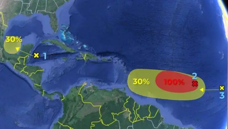 Ya son 3 las zonas de baja presión con potencial ciclónico en el Atlántico_ Conagua