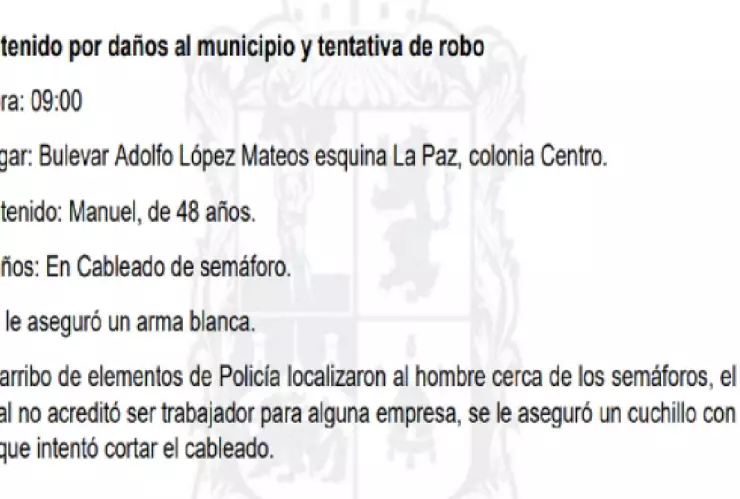 Sorprenden a hombre robando cableado en zona centro