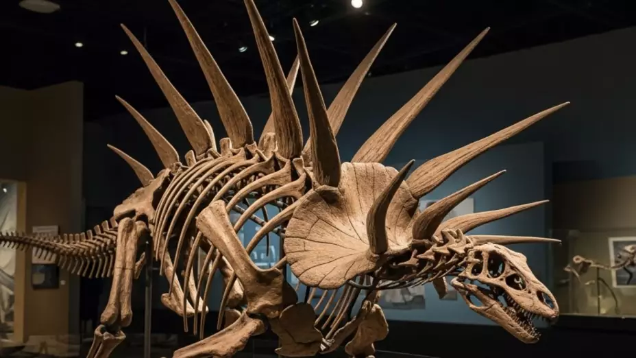 (Imagen hecha con IA) El aspecto óseo del Spicomellus afer una criatura única de dinosaurio.