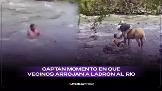 El video muestra cómo vecinos confrontan a un presunto ladrón y lo empujan al agua; autoridades no han informado detenciones