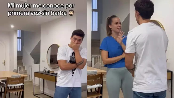 ¿No le gustó? Reacción de una mujer al ver a su esposo sin barba se viraliza