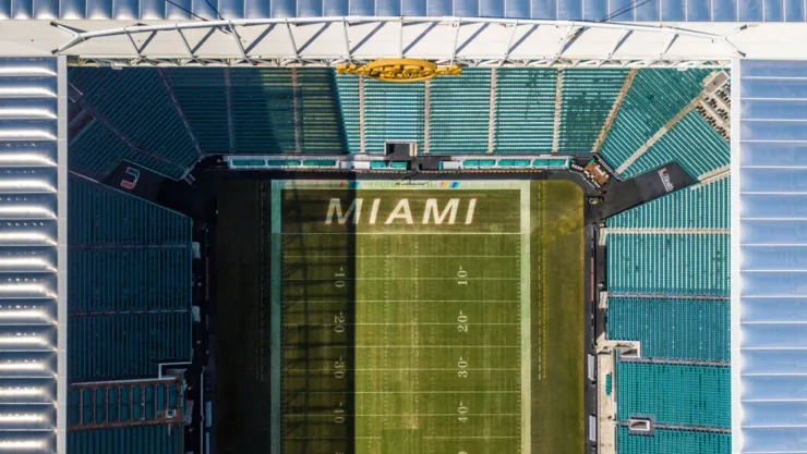 Fotografía aérea del Hard Rock Stadium.