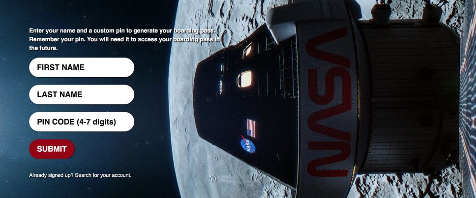 registro de la nasa para ir a la luna