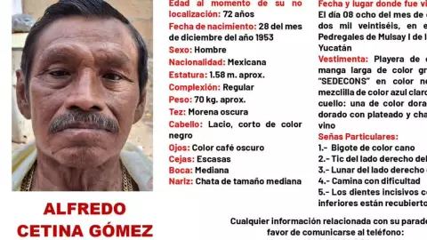 ¡Alerta en YUCATÁN! Desaparece ABUELITO de 72 años de edad en Mérida; piden ayuda para localizarlo
