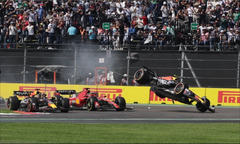 El choque de Checo Pérez en el GP de México