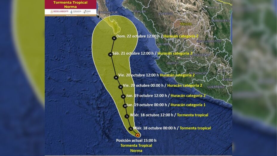 Se forma la tormenta tropical Norma; esta es su trayectoria