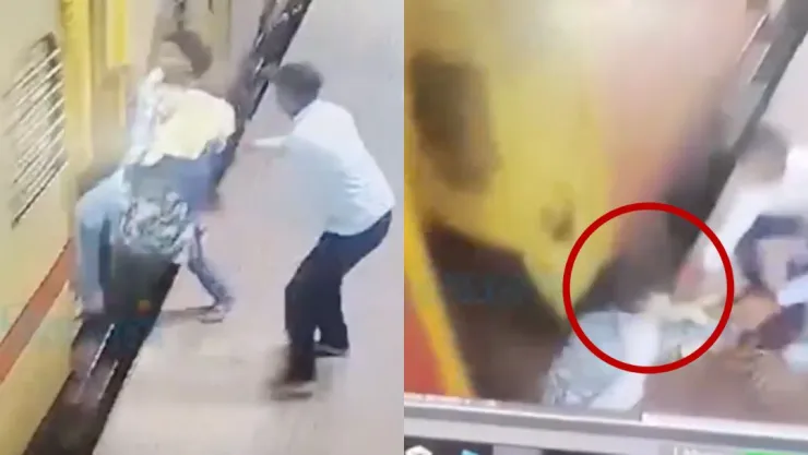 Mujer cae a las vías al intentar subir a un tren con sus hijos