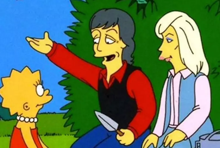 En imagen: Paul McCartney y Linda McCartney hablan con Lisa Simpson