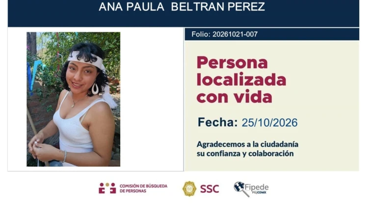 Localizan con vida a Ana Paula Beltrán Perez, alumna del CCH Oriente desaparecida