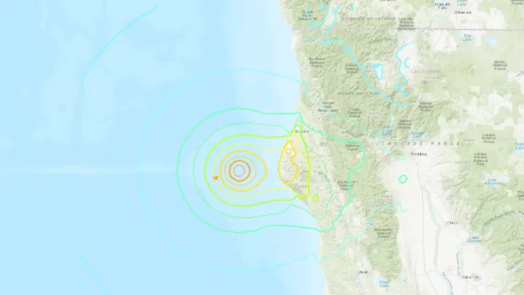 Mapa de California en alerta por el sismo.