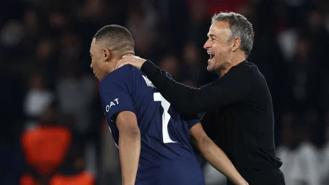 Mbappé y Luis Enrique con el PSG