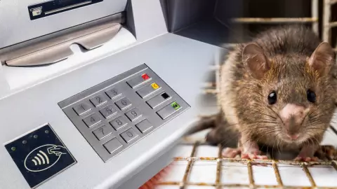 Rata entra a cajero automático