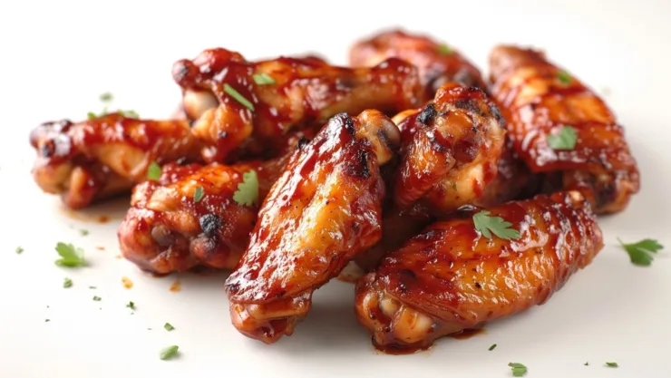 Un plato de alitas de pollo.