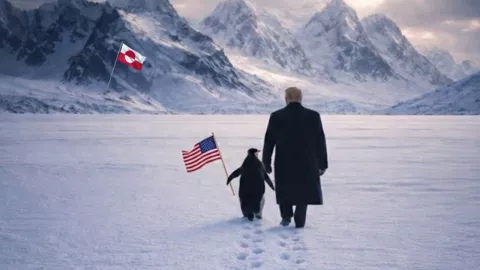 Donald Trump no desiste de su plan de adquirir Groenlandia; Casa Blanca pública foto “Abraza al pingüino”