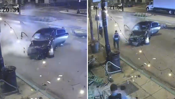 Video adolescentes roban auto y chocan contra cafetería en Chicago.png