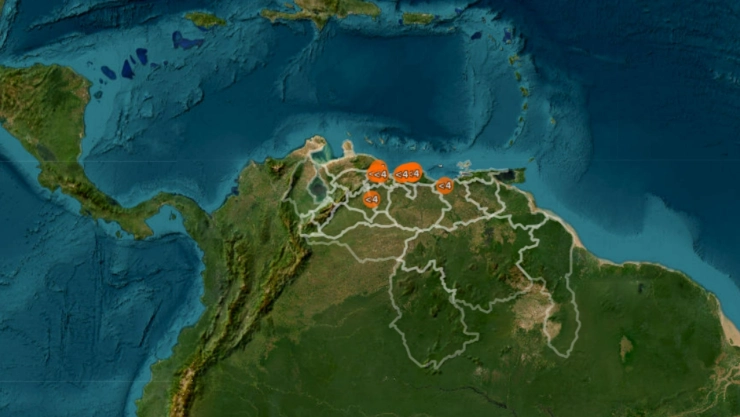 Mapa del sismológico de Venezuela