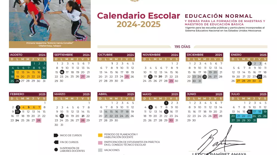 Calendario de la SEP del ciclo escolar 2024 - 2025