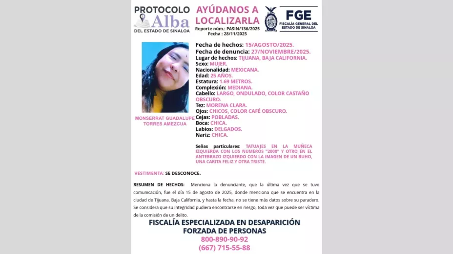 Monserrat, desaparecida en Tijuana