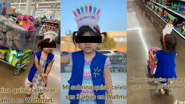 Niña celebra su cumpleaños en Walmart
