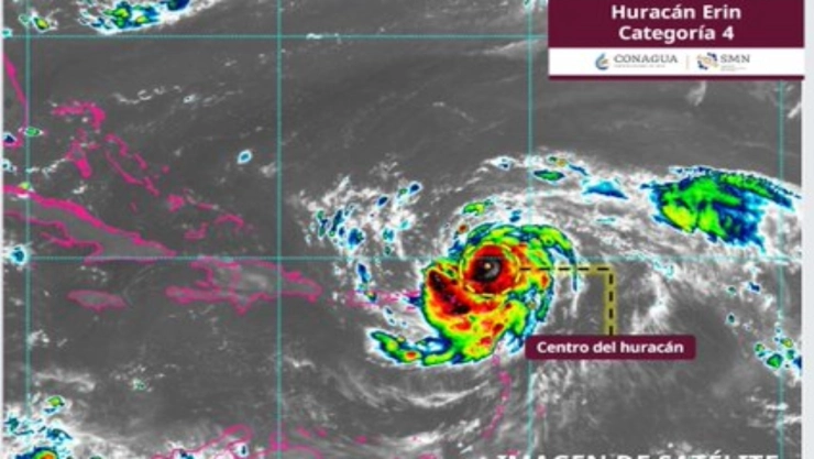 El huracán “Erin” alcanza categoría 4, generando oleaje y lluvias intensas en el noreste del Caribe.
