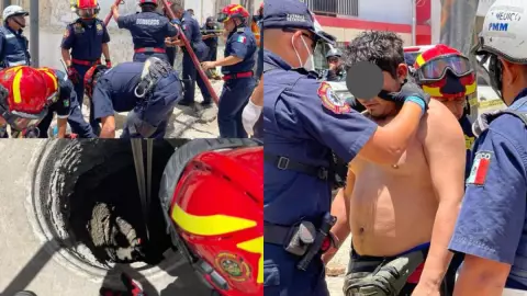 Rescatan a trabajador que cayó a un pozo en el Centro de Mérida